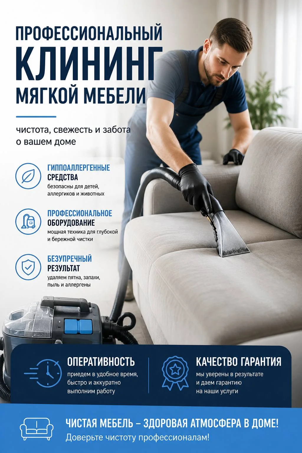 Профессиональный клининг мягкой мебели
