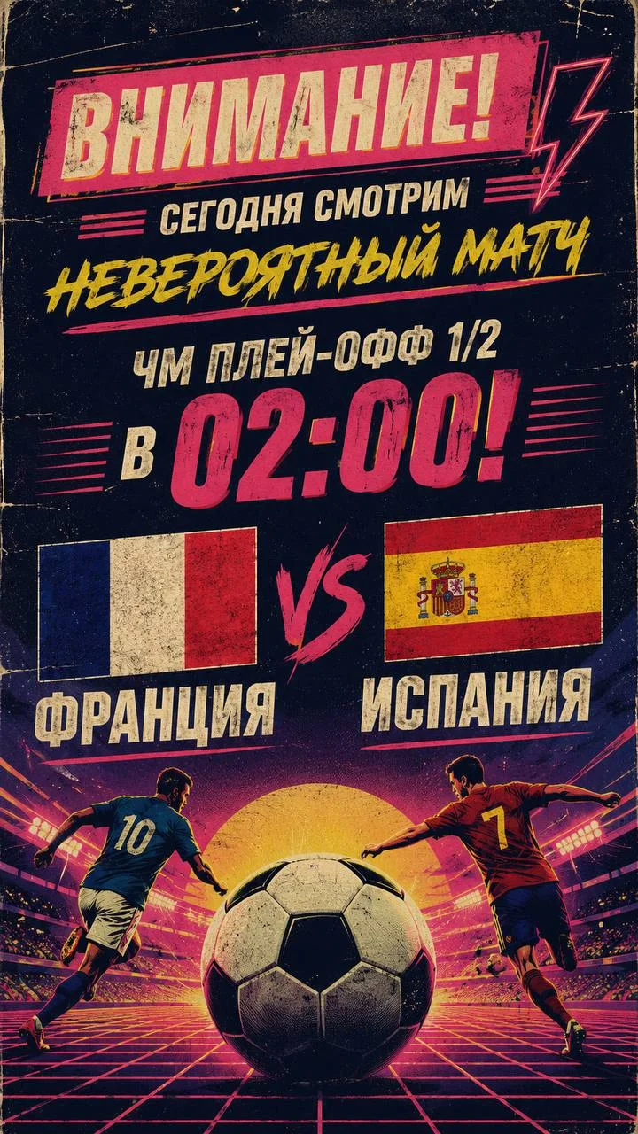Просмотр полуфинала Чемпионата мира: Франция 🆚 Испания