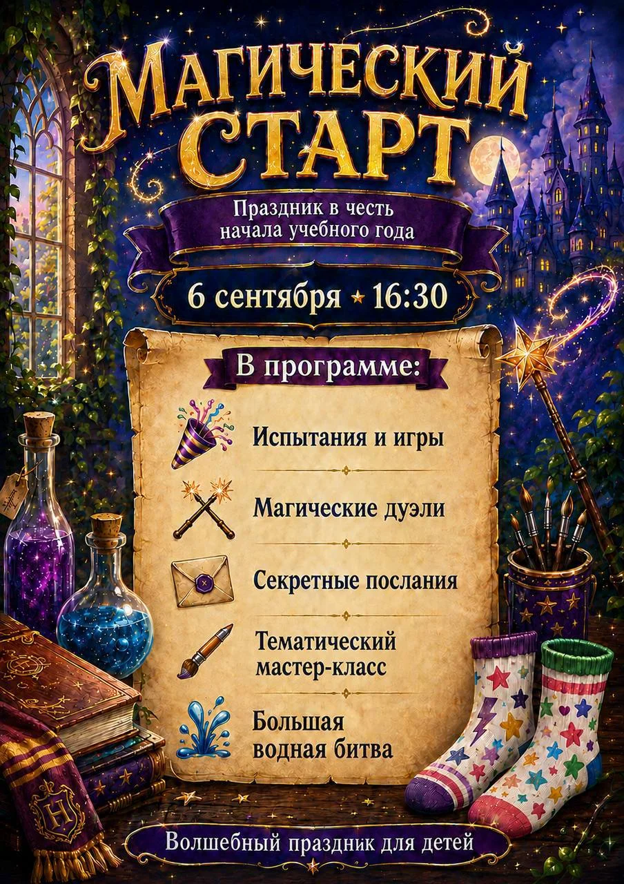 Праздник в честь начала учебного года с героями Хогвардс