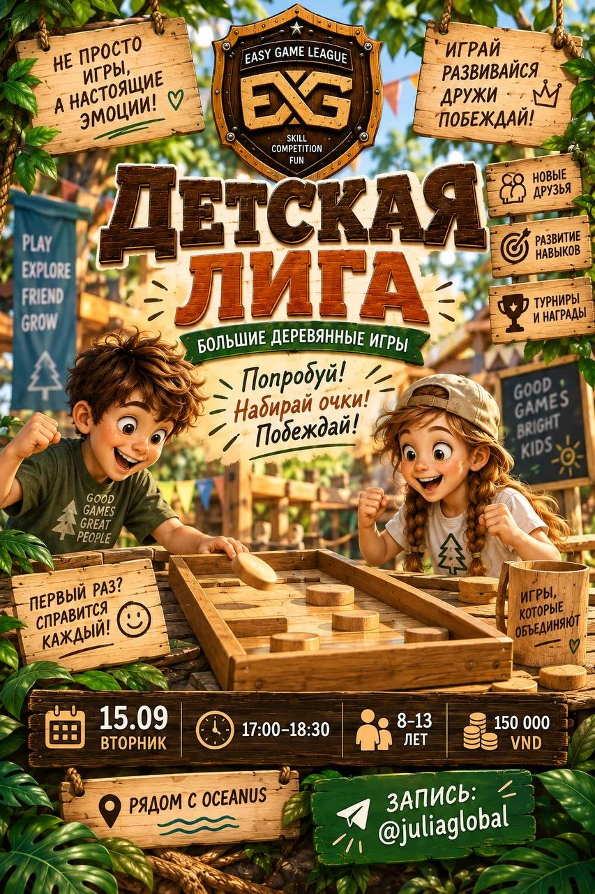Easy Game League: турнир по деревянным играм для детей