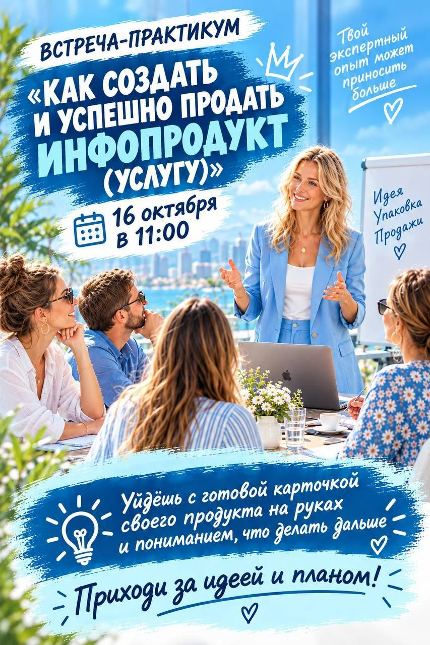 Встреча-практикум «Как создать и успешно продать инфопродукт (услугу)»